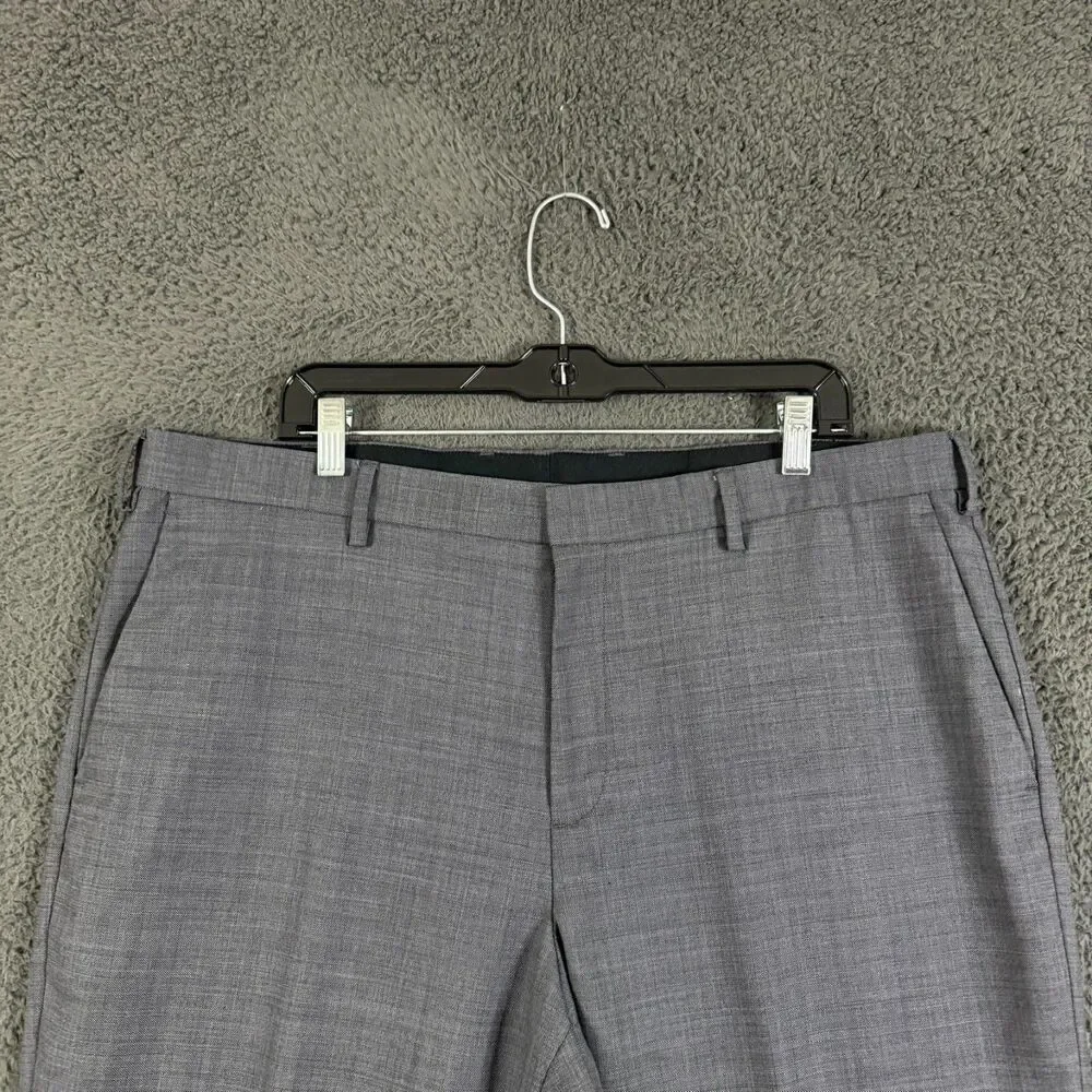J Crew Dress Pants Mens 38x32 Gray Bowery Slim Fit Four Season Wool Stretch